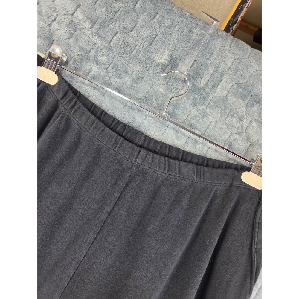 Lands End Womens Black Knit Wide Leg Elastic Waist Pocket Pants Size L 14-16
